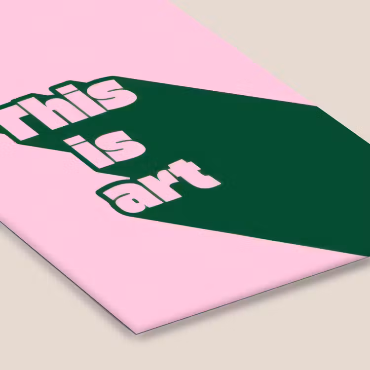 Groen - Teskt - This is art - Roze fotolijst zwart zonder passe partout klein -zsfeer6