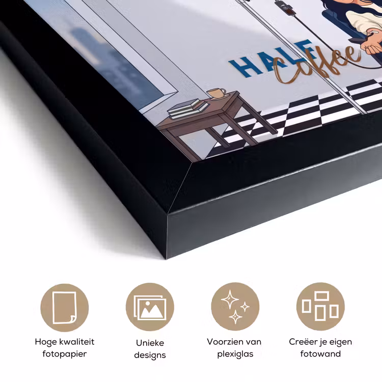 Half human, Half Coffee - Infuus - Koffie fotolijst zwart zonder passe partout klein -zsfeer6