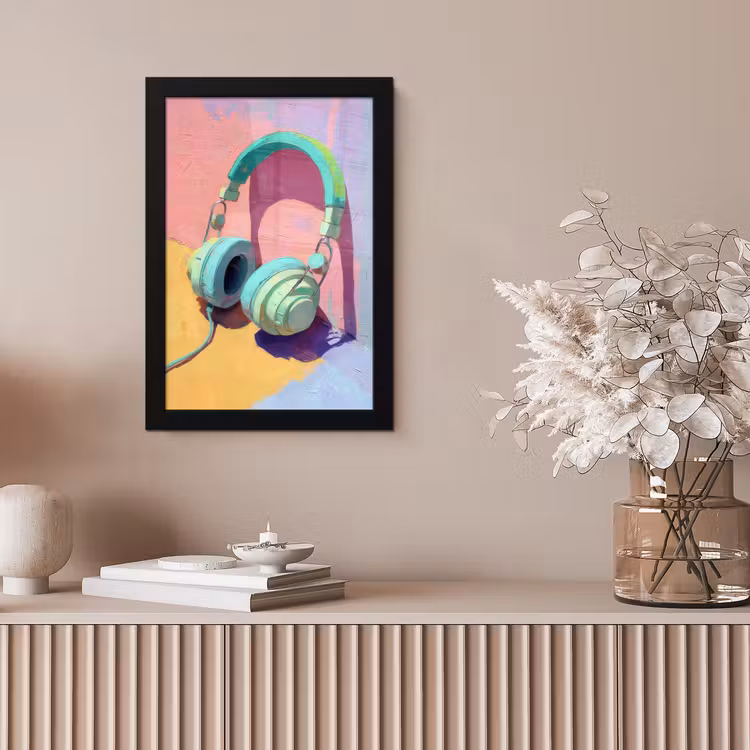 Koptelefoon - Mintgroen - Draad fotolijst zwart zonder passe partout klein -sfeer5
