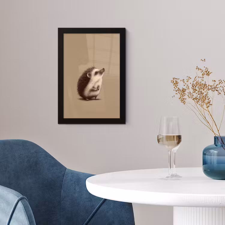 Egel - Snuitje - Bruin - Stekels fotolijst zwart zonder passe partout klein -sfeer4