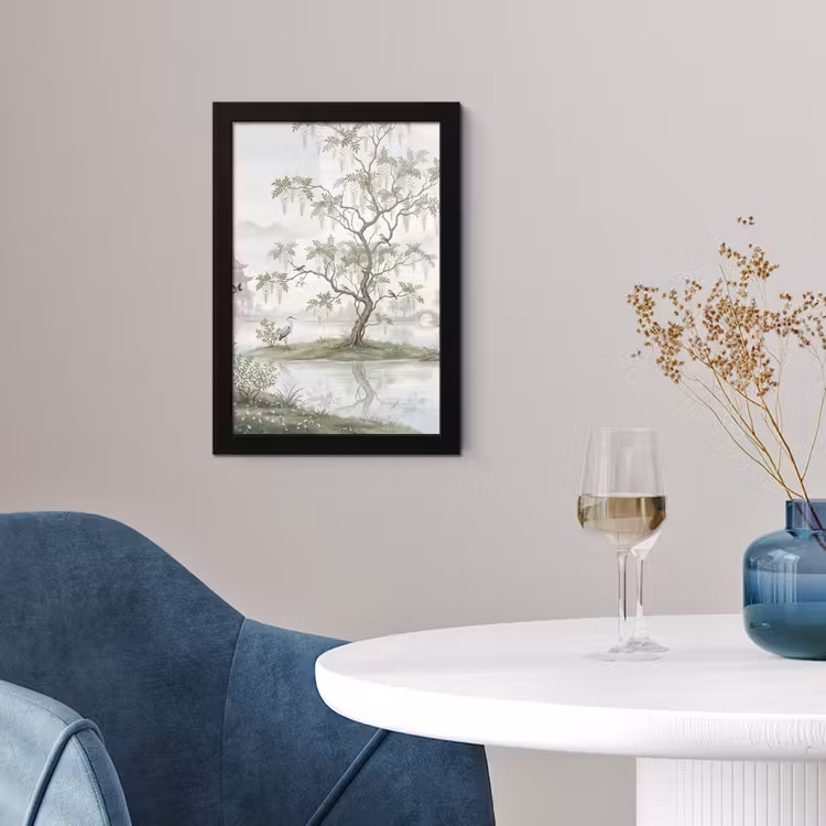 Reiger - Landschap - Groen fotolijst zwart zonder passe partout klein -sfeer4