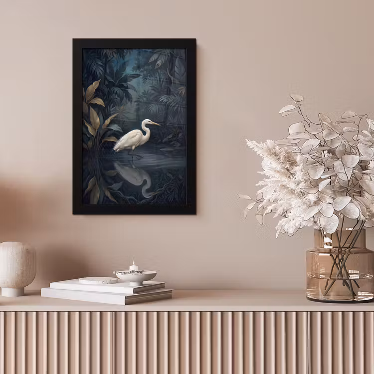 Reiger - Water - Natuur - Modern - Wit fotolijst zwart zonder passe partout klein -sfeer5