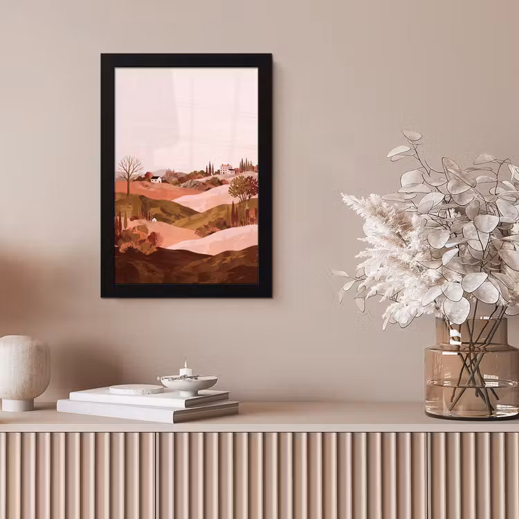 Heuvellandschap - Grafisch - Terracotta fotolijst zwart zonder passe partout klein -sfeer5