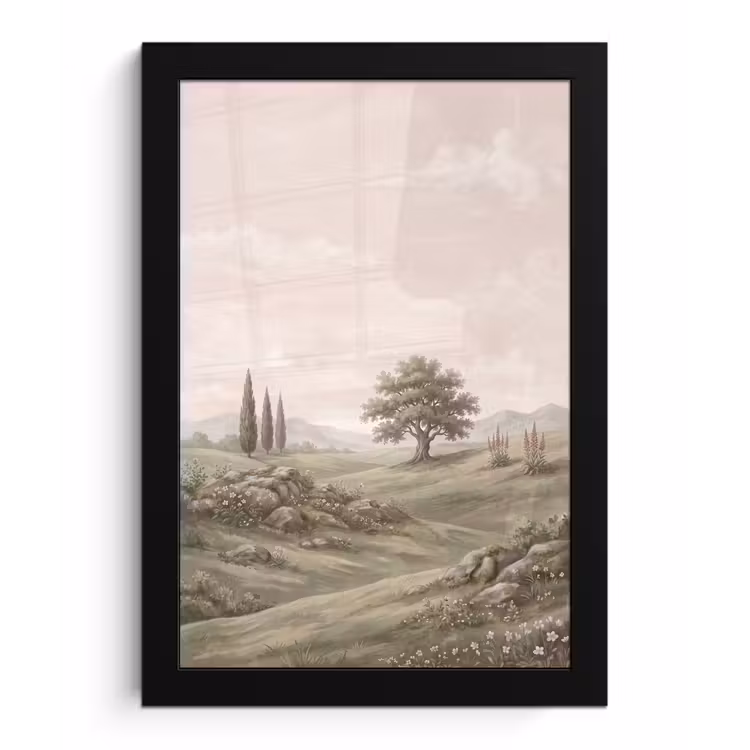 Heuvellandschap - Bomen - Natuur - Groen fotolijst zwart zonder passe partout klein -3d