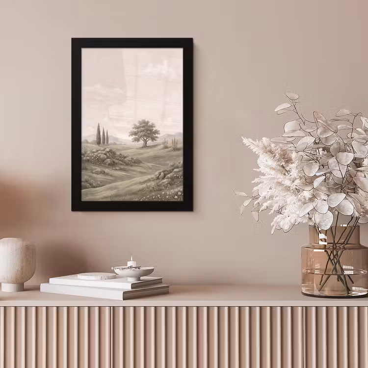 Heuvellandschap - Bomen - Natuur - Groen fotolijst zwart zonder passe partout klein -sfeer5