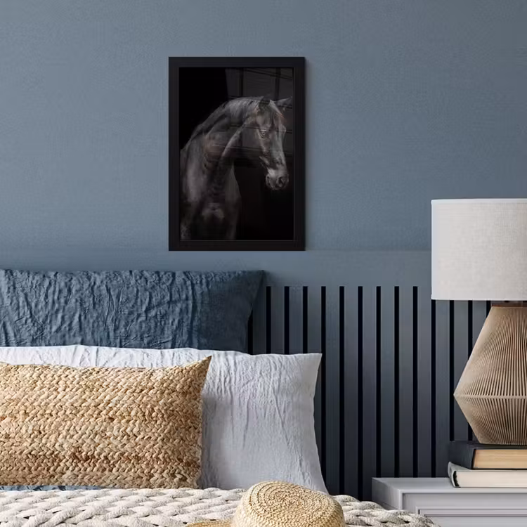 Paard - Dieren - Zwart - Portret fotolijst zwart zonder passe partout klein -sfeer3