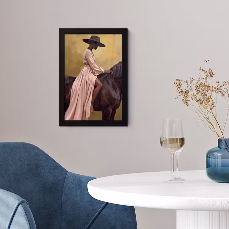 Paard - Klassiek - Oker fotolijst zwart zonder passe partout klein -sfeer4