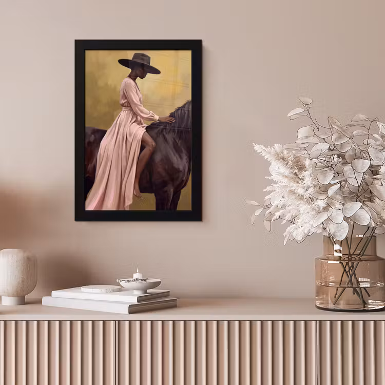 Paard - Klassiek - Oker fotolijst zwart zonder passe partout klein -sfeer5
