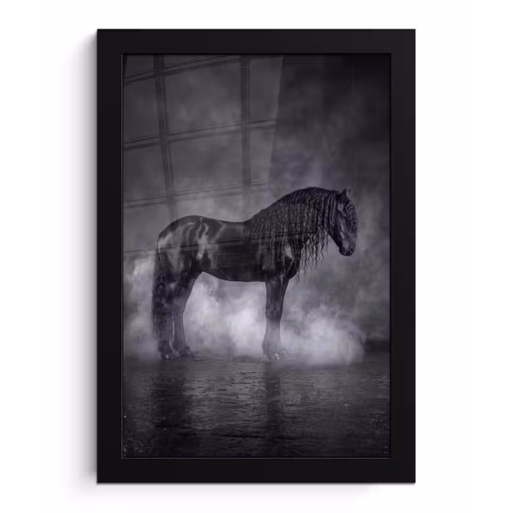 Paard - Magisch - Zwart fotolijst zwart zonder passe partout klein -3d