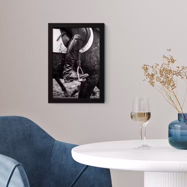 Paard - Sport - Zwart - Wit fotolijst zwart zonder passe partout klein -sfeer4