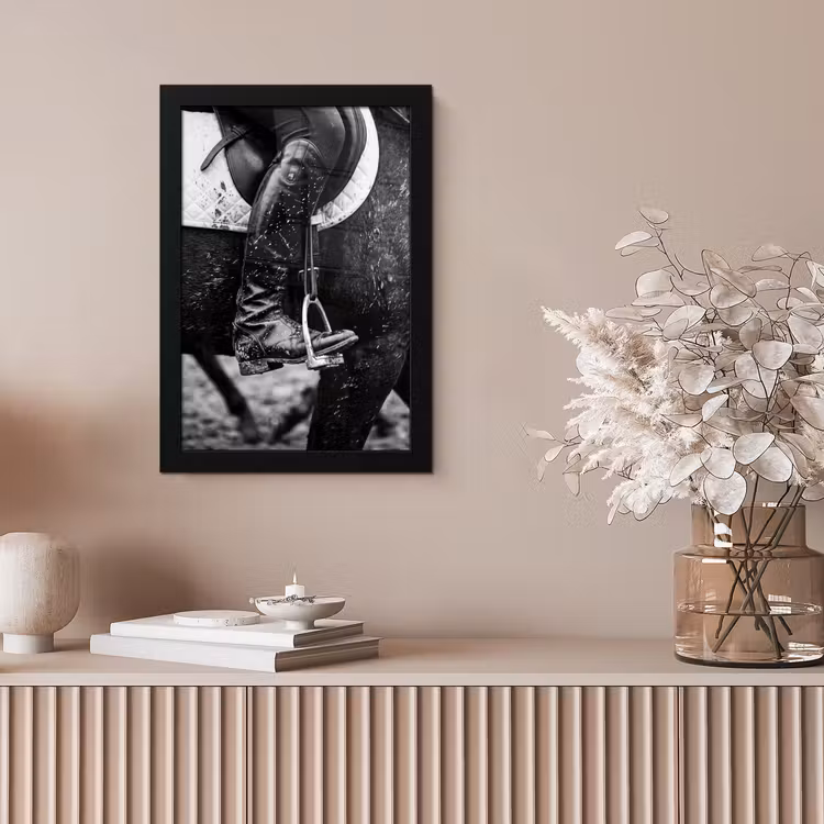 Paard - Sport - Zwart - Wit fotolijst zwart zonder passe partout klein -sfeer5