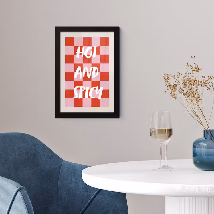 Hot - Spicy - Geruit - Rood fotolijst zwart zonder passe partout klein -sfeer4