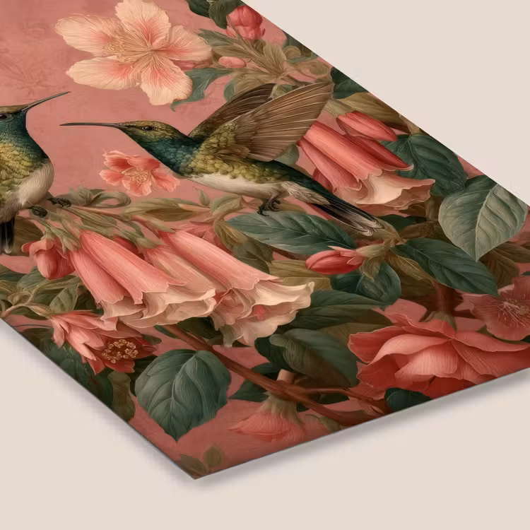 Kolibries - Bloemen - Groen - Roze fotolijst zwart zonder passe partout klein -zsfeer6