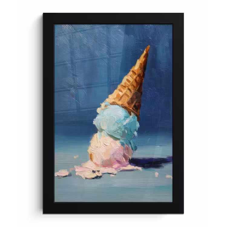 Ijshoorn - Bolletjes - Smelt - Roze fotolijst zwart zonder passe partout klein -3d