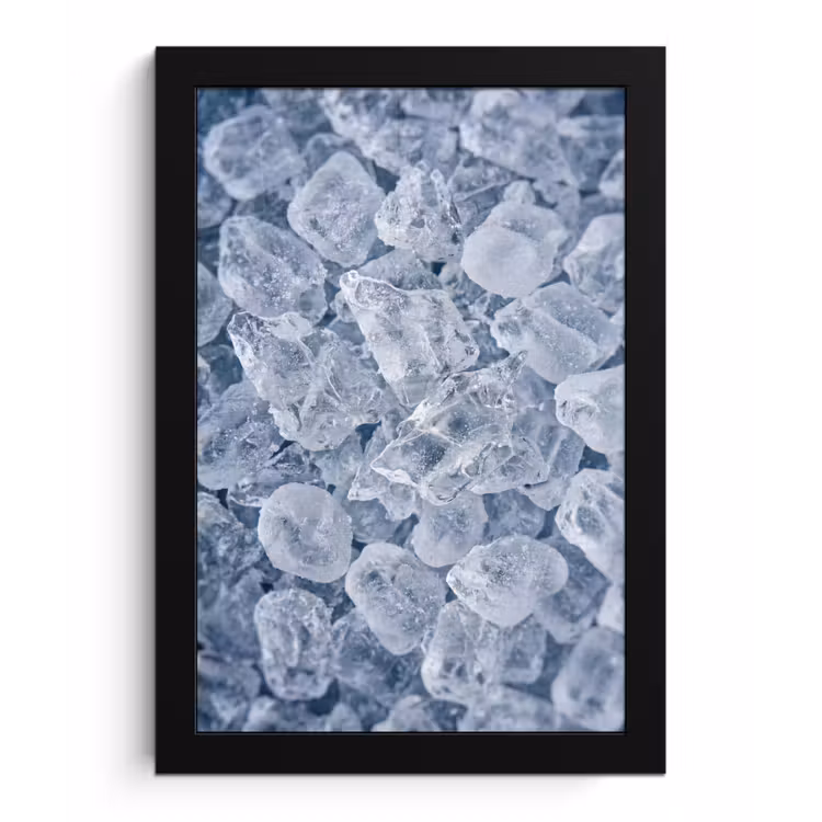 Ijsblokjes - Water - Blauw fotolijst zwart zonder passe partout klein -3d