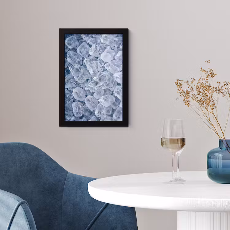 Ijsblokjes - Water - Blauw fotolijst zwart zonder passe partout klein -sfeer4