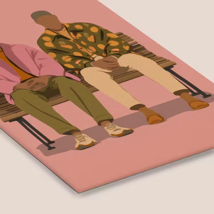 Illustratie - Bankje - Personen - Minimalistisch fotolijst zwart zonder passe partout klein -zsfeer6