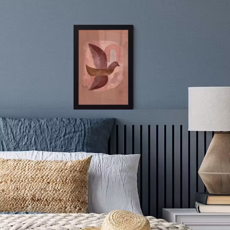 Illustratie - Vogels - Abstract - Roze fotolijst zwart zonder passe partout klein -sfeer3