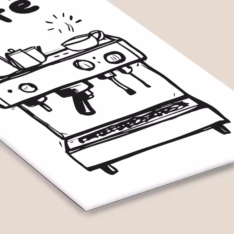 Illustratie - Café - Koffiemachine - Kopjes fotolijst zwart zonder passe partout klein -zsfeer6
