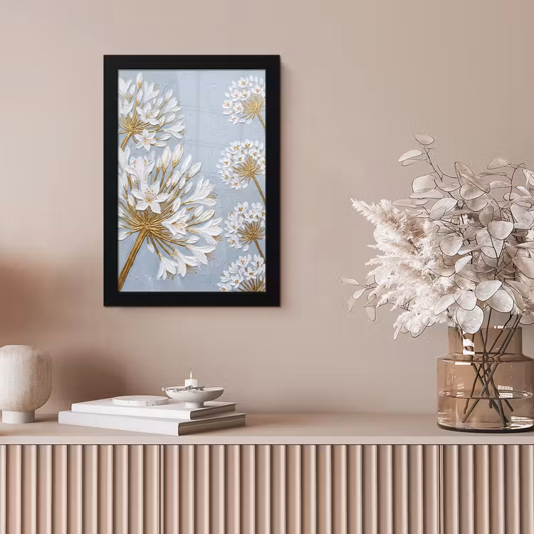 Illustratie - Bloemen - Blauw fotolijst zwart zonder passe partout klein -sfeer5