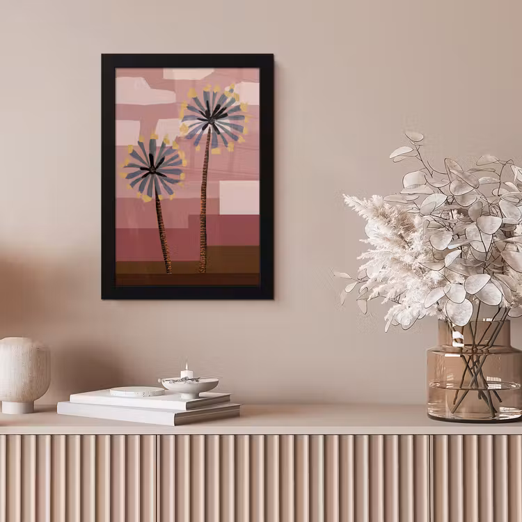 Illustratie - Bloemen - Vlakken - Abstract fotolijst zwart zonder passe partout klein -sfeer5