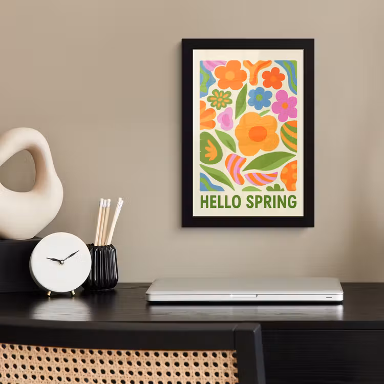 Illustratie - Bloemen - Quote - Kleurrijk fotolijst zwart zonder passe partout klein -sfeer1