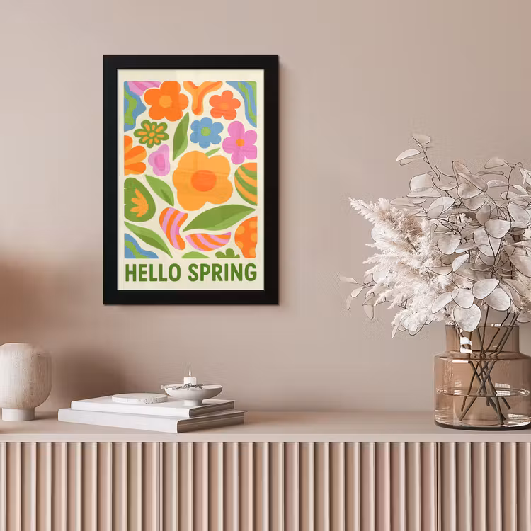 Illustratie - Bloemen - Quote - Kleurrijk fotolijst zwart zonder passe partout klein -sfeer5