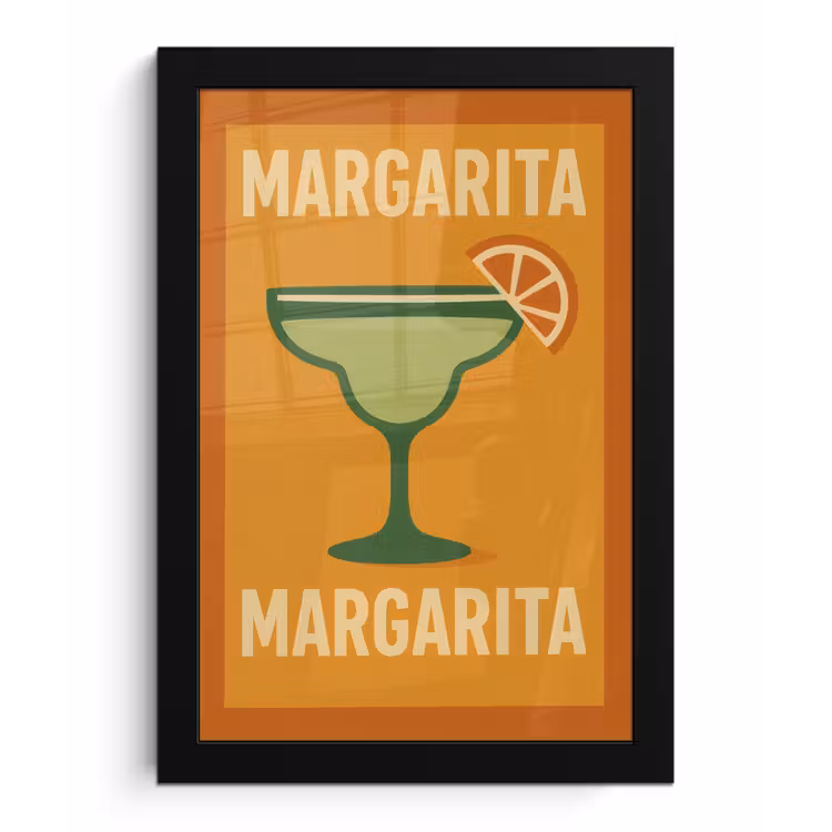 Illustratie - Margarita - Sinaasappelschijf - Oranje fotolijst zwart zonder passe partout klein -3d