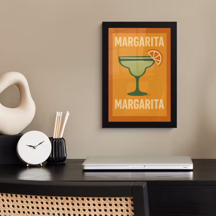Illustratie - Margarita - Sinaasappelschijf - Oranje fotolijst zwart zonder passe partout klein -sfeer1