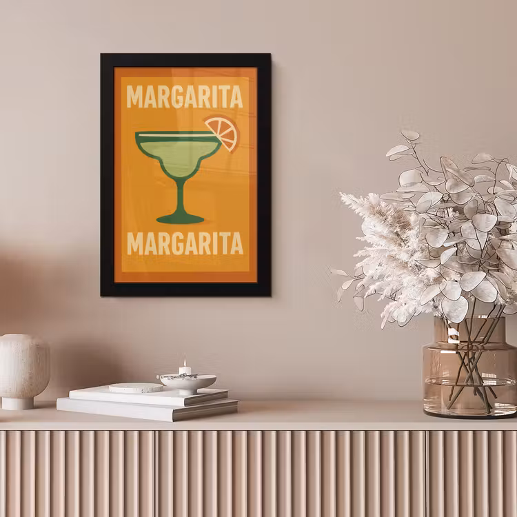 Illustratie - Margarita - Sinaasappelschijf - Oranje fotolijst zwart zonder passe partout klein -sfeer5