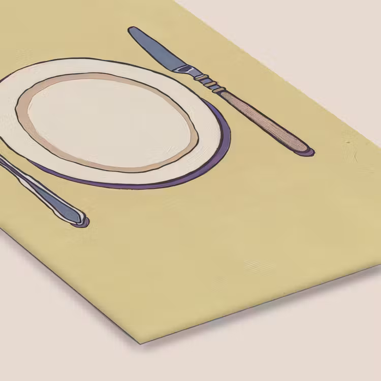 Illustratie - Bord - Bestek - Beige fotolijst zwart zonder passe partout klein -zsfeer6