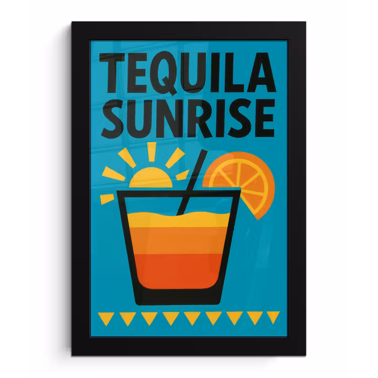 Illustratie - Tequila - Glas - Blauw fotolijst zwart zonder passe partout klein -3d