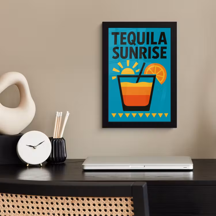 Illustratie - Tequila - Glas - Blauw fotolijst zwart zonder passe partout klein -sfeer1