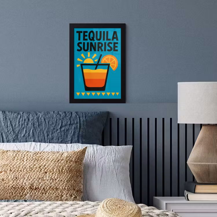 Illustratie - Tequila - Glas - Blauw fotolijst zwart zonder passe partout klein -sfeer3