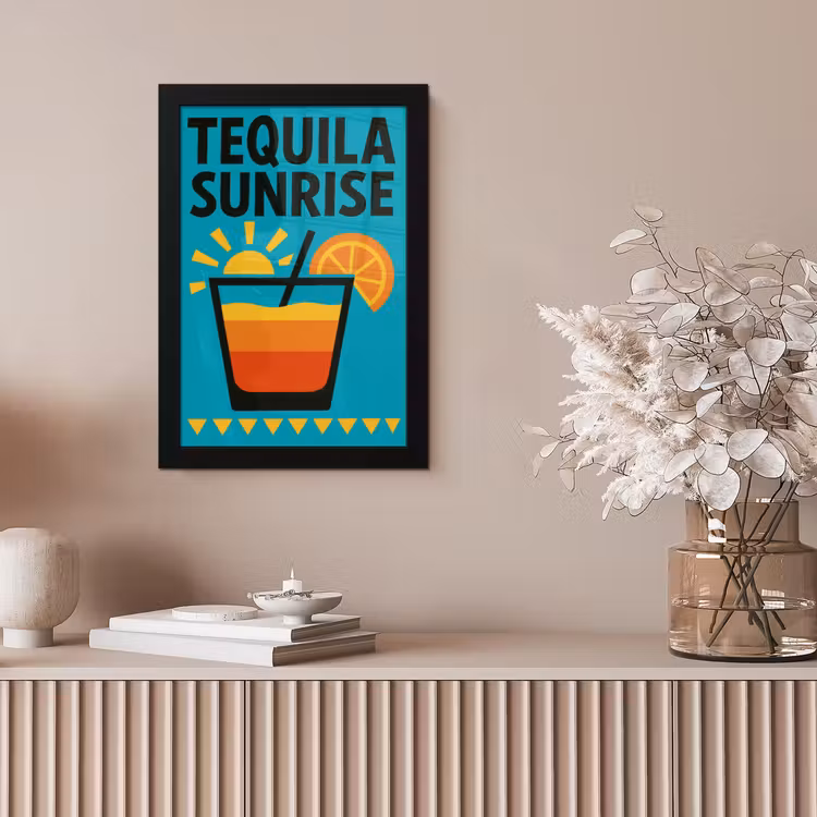 Illustratie - Tequila - Glas - Blauw fotolijst zwart zonder passe partout klein -sfeer5