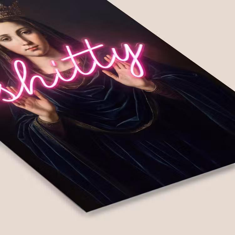 Ironisch - Tekst - Neon fotolijst zwart zonder passe partout klein -zsfeer6