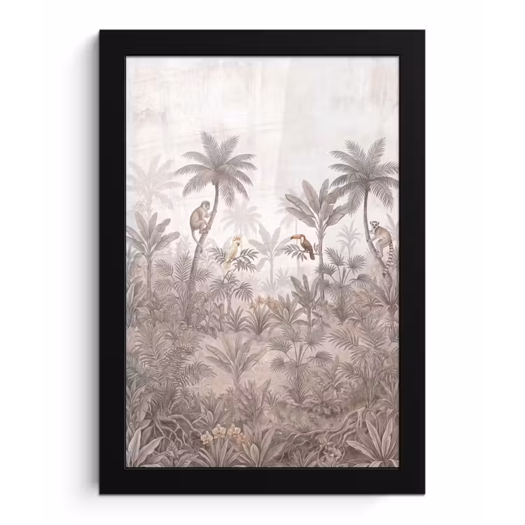 Jungle - Dieren - Palmbomen fotolijst zwart zonder passe partout klein -3d