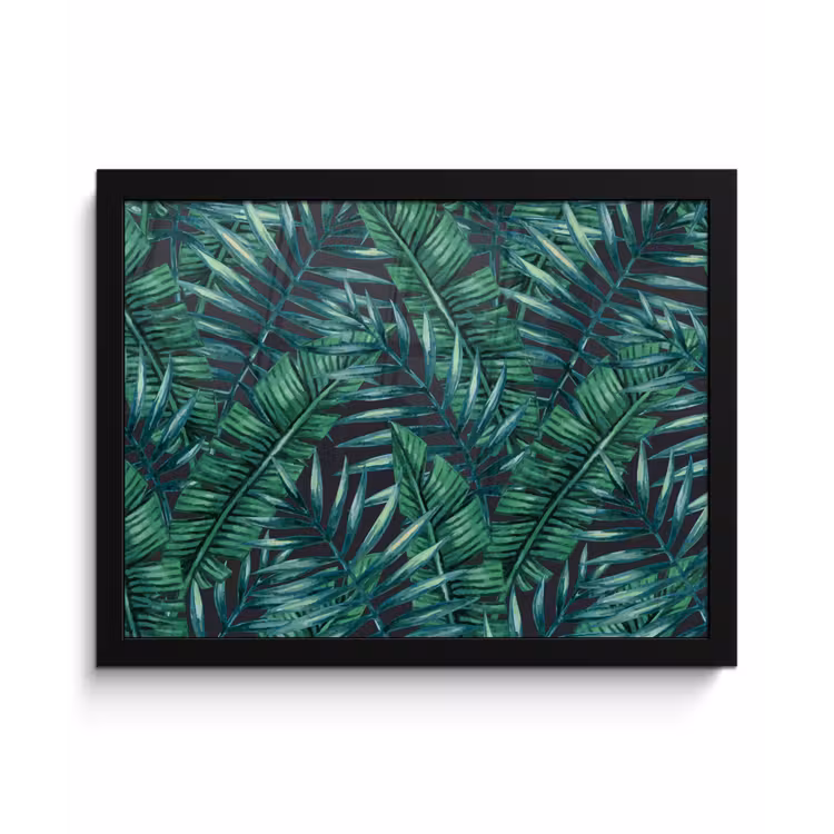 Jungle - Bladeren - Tropical fotolijst zwart zonder passe partout klein -3d