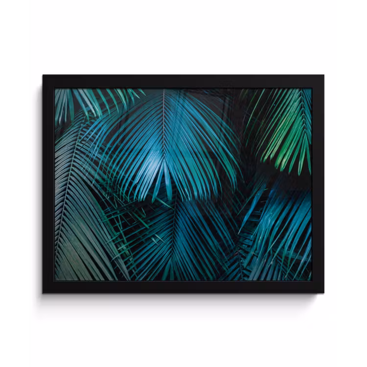 Inductie mat - Jungle - Inductie beschermer - Palmblad - Natuur fotolijst zwart zonder passe partout klein -3d