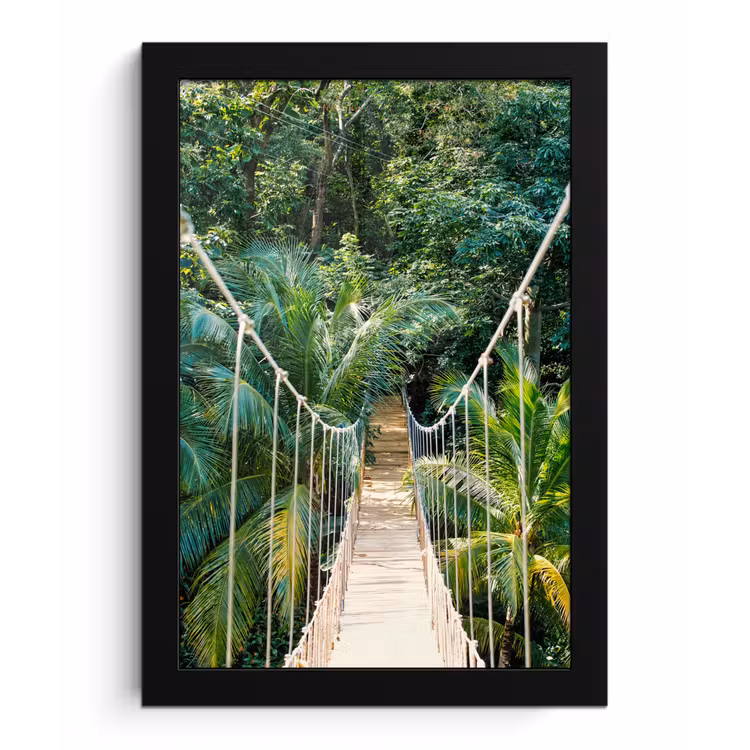 Jungle - Palmboom - Brug - Natuur - Planten fotolijst zwart zonder passe partout klein -3d