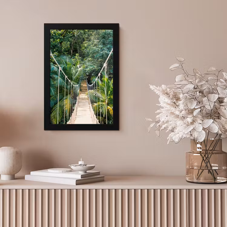 Jungle - Palmboom - Brug - Natuur - Planten fotolijst zwart zonder passe partout klein -sfeer5