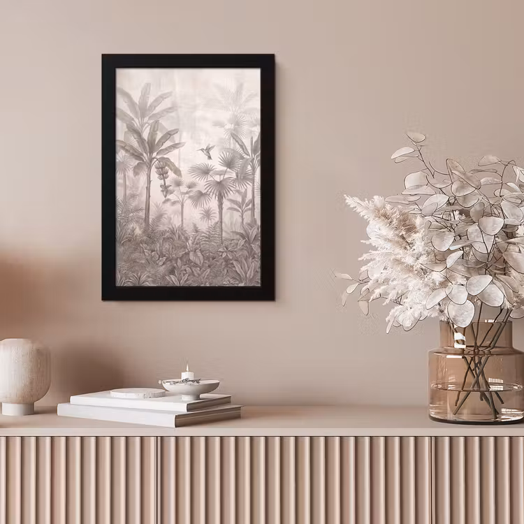 Jungle - Banenboom - Kolibrie - Beige fotolijst zwart zonder passe partout klein -sfeer5