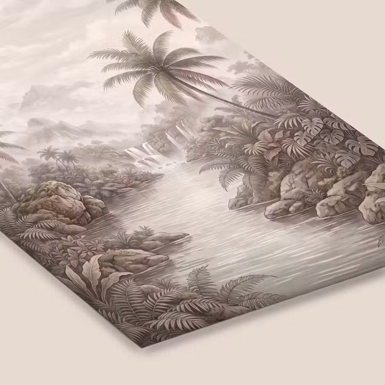 Jungle - Watervallen - Tropisch - Illustratie fotolijst zwart zonder passe partout klein -zsfeer6