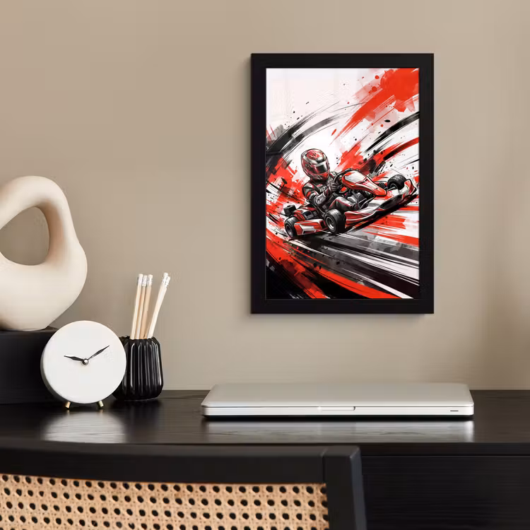 Kart - Coureur - Snelheid - Rood fotolijst zwart zonder passe partout klein -sfeer1