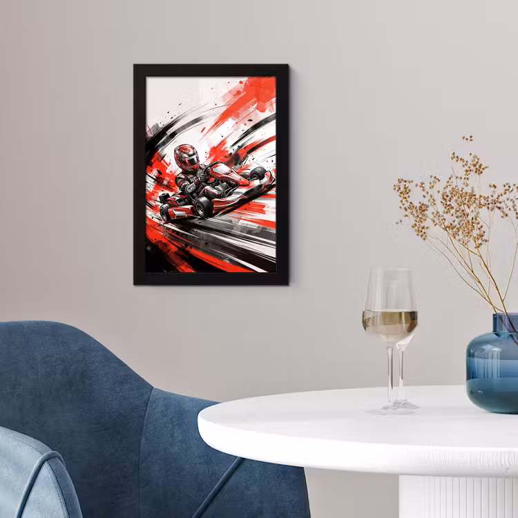 Kart - Coureur - Snelheid - Rood fotolijst zwart zonder passe partout klein -sfeer4