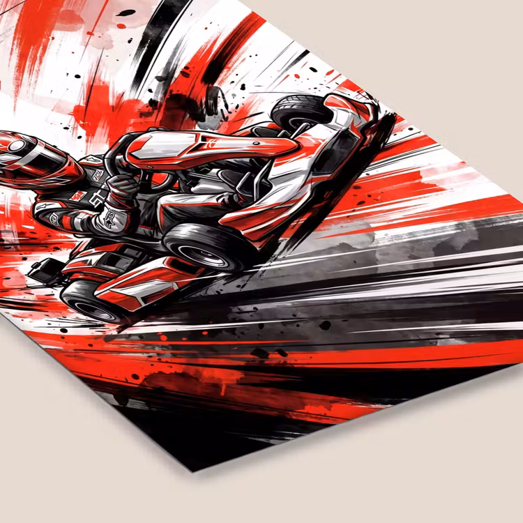 Kart - Coureur - Snelheid - Rood fotolijst zwart zonder passe partout klein -zsfeer6