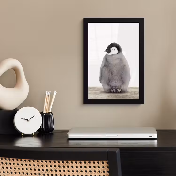 Kinderen - Pinguïn - Grijs - Dieren - Meisjes - Jongens fotolijst zwart zonder passe partout klein -sfeer1