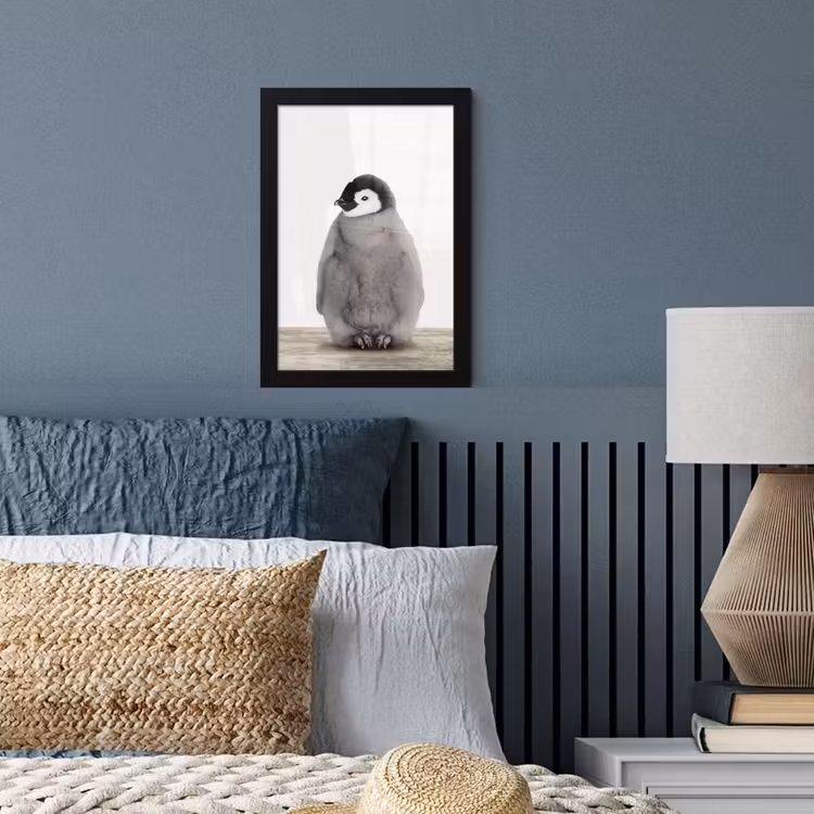 Kinderen - Pinguïn - Grijs - Dieren - Meisjes - Jongens fotolijst zwart zonder passe partout klein -sfeer3