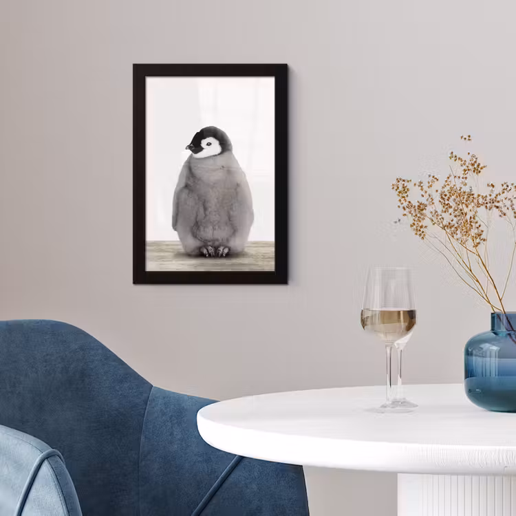 Kinderen - Pinguïn - Grijs - Dieren - Meisjes - Jongens fotolijst zwart zonder passe partout klein -sfeer4