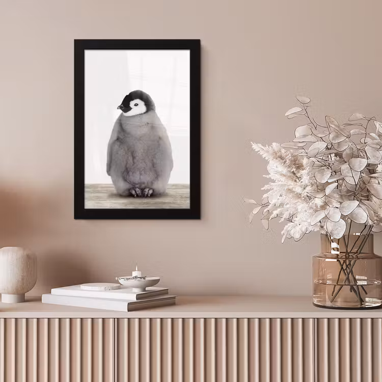 Kinderen - Pinguïn - Grijs - Dieren - Meisjes - Jongens fotolijst zwart zonder passe partout klein -sfeer5